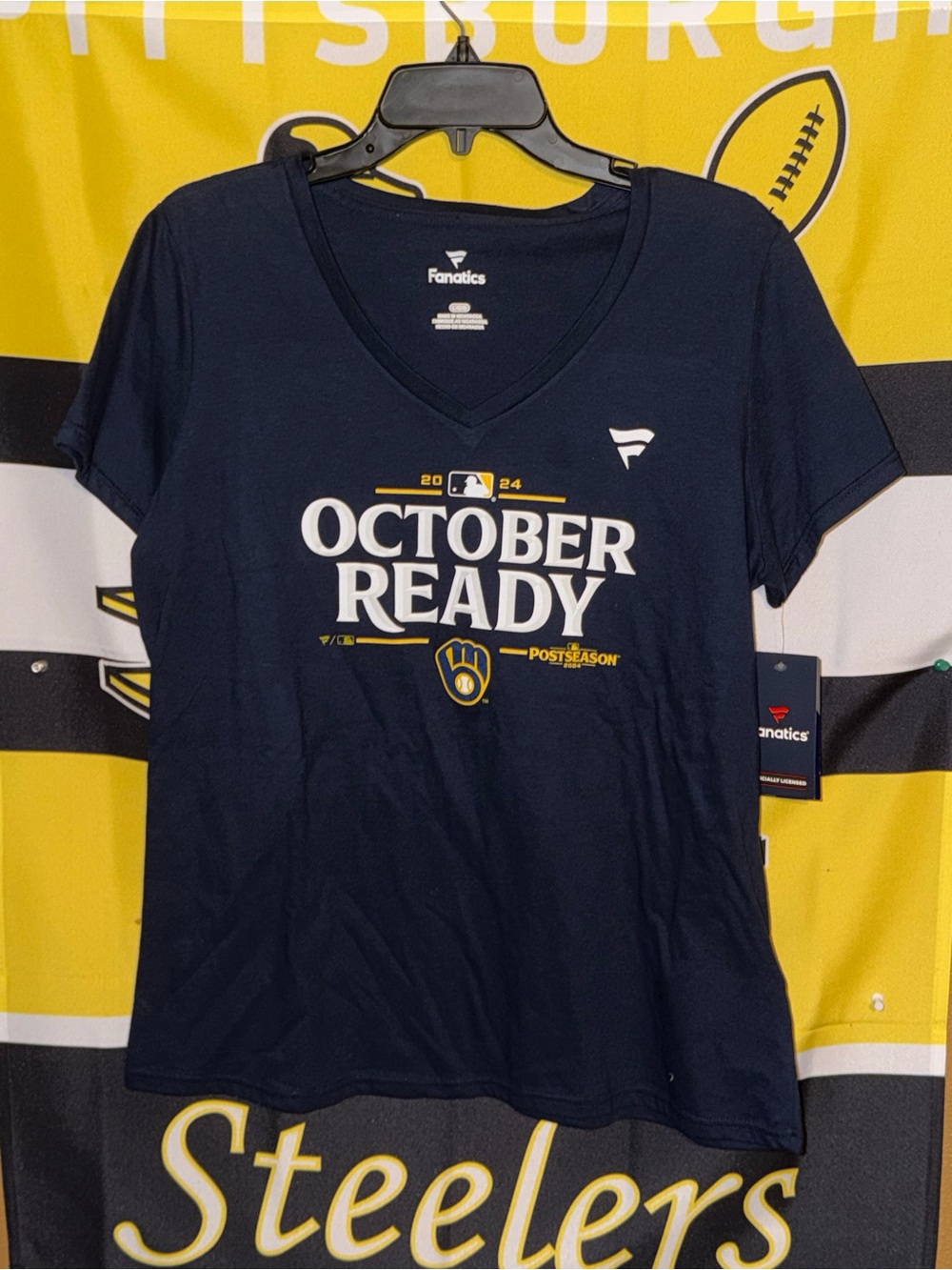 Fanatics MLB Milwaukee Brewers 2024 October Ready Postseason T Shirt Women’s LGE